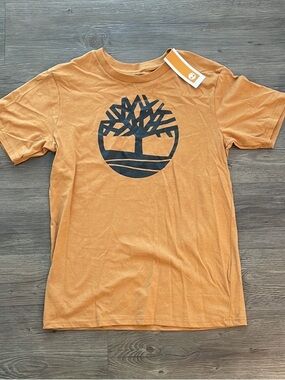 Timberland Logo Graphic Tee - Tan/Black Size Large (14/16) Big Boys NWT
